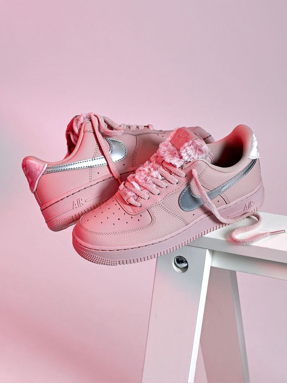 Nike Women’s Air Force 1 ‘07 Pink ‘Faux Sherpa Fur’
